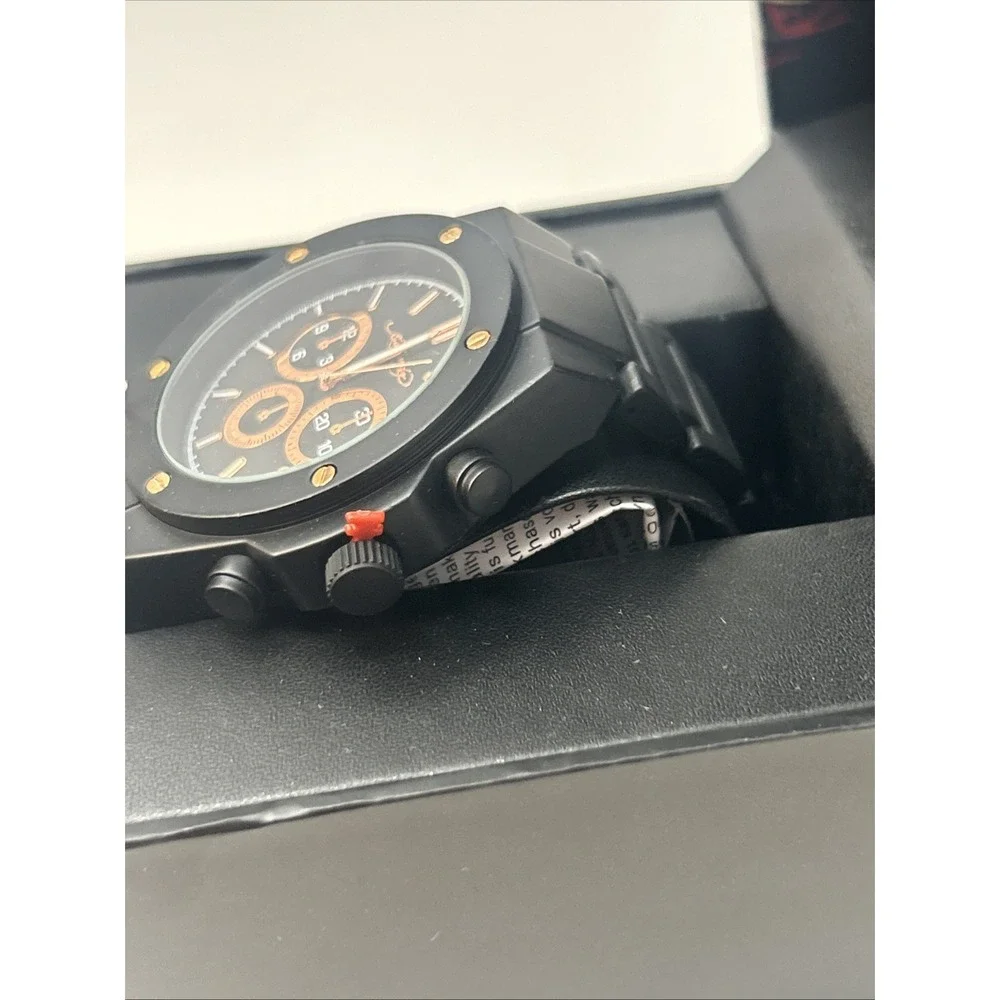 NIB Ed Hardy Men's Black Chronograph Watch W/ Rose Gold Details ($95 Retail)